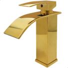 Torneira Dourada Pia Banheiro Lavatorio Bica Baixa Quadrada Inox 304 Monocomando Misturador Água Quente Fria Cuba Lavabo Bancada Gold Brilhoso Luxo