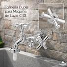 Torneira Dupla Duas Saídas Tanque Maquina de Lavar Cor Prateado Cromado Abs 1/4 De Volta Economica Torneira Dupla Duas Saídas Tanque Maquina de Lavar Cor Prateado Cromado Abs 1/4 De Volta Economica