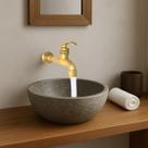 Torneira Estilo Rústica Provençal em Latão Parede Lavabo Jardim Cozinha Banheiro Cor Bronze Elegante