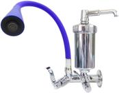 Torneira filtro parede gourmet flexível com arejador de regulagem giratória tubo azul