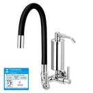 Torneira Gourmet Com Filtro de Cozinha Flexível Preta 1/4 de Volta Copo Slim