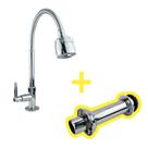 Torneira Gourmet Cozinha Bancada Mesa Pia Cano Inox Flexível + Tudo Ligação Bacia Sanitária Extensível Cód. 2107