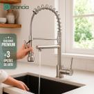Torneira Gourmet Cozinha Inox Escovado Monocomando Spray Ducha Extensível Metal ABS Qualidade Premium Brisa com Misturador Cor Prateado
