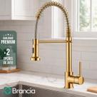 Torneira Gourmet Dourada Bancada com Ducha Extensível Flexível 2 Jatos Misturador Monocomando Luxo para Cozinha