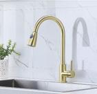 Torneira Gourmet Dourada Monocomando Pull Down Cozinha Fosca