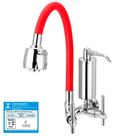 Torneira Gourmet Filtro Cozinha Vermelha Flexível 1/4 de Volta Slim Parede