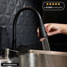 Torneira Gourmet Flexível para Cozinha de Bancada 2 Jatos Preta em ABS Torneira Gourmet Flexível para Cozinha de Bancada 2 Jatos Preta em ABS