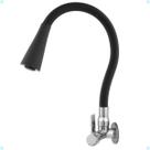 Torneira Gourmet para Cozinha Parede Mesa Pia Cano Flexível Dois Jatos Cano Cone Luxo Preto