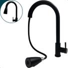Torneira Gourmet Pia Cozinha Preto Fosco Inox 304 Quente Fria Misturador Monocomando De Mesa Arejador Extensível Flexível Bica Alta Bancada Cuba Black