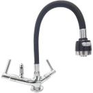 Torneira gourmet tubo preto flexível com arejador jato duplo e com saída para purificador 1/4 bancada