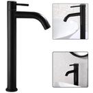 Torneira Lavatorio Alta 30cm Mesa Baneiro Mono Comando Inox Black Preto Fosco 1/4 De Volta Iguatemi