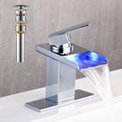Torneira LED para pia de banheiro AVSIILE Waterfall Chrome Single Hole