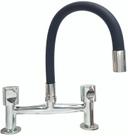 Torneira Misturador Bi-comando, Metal Flexível Preta Bancada