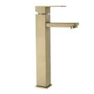 Torneira Misturador Dourado Fosco Monocomando Quadrado Alto Para Banheiro Torneira Misturador Dourado Fosco Monocomando Quadrado Alto Para Banheiro