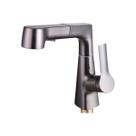 Torneira Misturador Lavatório Flex Com Ducha Monocomando Cinza Escovado