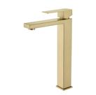 Torneira Misturador Monocomando Dourado Fosco Quadrado Alto Para Banheiro Torneira Misturador Monocomando Dourado Fosco Quadrado Alto Para Banheiro