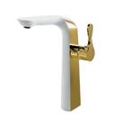 Torneira Monocomando Dourada E Branco Luxus Welle