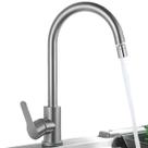 Torneira Monocomando Giratória para Cozinha Gourmet Bancada Banheiro Bica Alta Pia Bancada Bico Aerador Misturador Modelo Escovada Inox Kit Instalação Torneira Monocomando Giratória para Cozinha Gourmet Bancada Banheiro Bica Alta Pia Bancada Bico Aerador Misturador Modelo Escovada Inox Kit Instalação