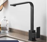 Torneira Monocomando Preta Fosca Cozinha Alta 360º Magnific