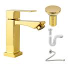 Torneira Para Banheiro Bica Baixa Dourado Gold com Kit Instalação Sifão Universal Válvula Click e Engate Torneira Para Banheiro Bica Baixa Dourado Gold com Kit Instalação Sifão Universal Válvula Click e Engate