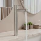 Torneira Para Banheiro De Mesa Bica Alta 1/4 De Volta Aço Inox 304 Elegance Beltempo