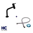 Torneira Para Banheiro Link Baixa 45º Preto Fosco + Engate Trançado 40 cm