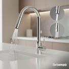 Torneira Para Cozinha De Mesa Gourmet Monocomando Quente E Frio Bica Móvel 1/4 De Volta Metal Cromada Prestige Beltempo