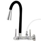 Torneira Parede Gourmet Flexível Cone Preto e Cromado C/ Saída Para Filtro Purificador 1/4 Metal