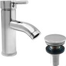 Torneira Pia Banheiro Bica Baixa Cromada E Valvula Click ⅞ Inox Kit Banheiro Torneira Redonda Monocomando Misturador e Ralo Pia Escoamento 30mm