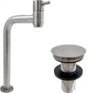 Torneira Pia Banheiro Escovada Bica Alta 90 E Valvula Click 7/8 Inox Fosco Kit Banheiro Torneira