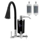Torneira Pia Cozinha Casa Filtro Bica Flexível Preto Gourmet Metal Cone Parede 2 Jatos + Vela Refil