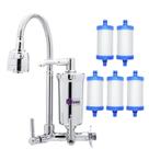 Torneira Pia Cozinha de Metal com Filtro Gourmet Bica Chuveirinho Flexível 360º + 4 Refil Vela Extra