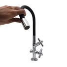 Torneira Pia Cozinha Tanque Mesa Duas Saídas Tubo Flexível Preto Metal Cromado Luxo