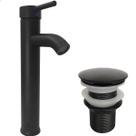 Torneira Preta Pia Banheiro Bica Alta E Valvula Click 1¼ Inox Torneira Redonda Monocomando Misturador Ralo Escoamento Kit Lavabo Preto Fosco Luxo