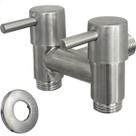 Torneira Registro Duas Saídas De Água Inox Escovado ½ e ¾ Para Maquina de Lavar Filtro Valvula de Controle Registros Independe