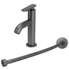 Torneira Slim Alta Pratica Abs Preto Mesa + Engate Flexível