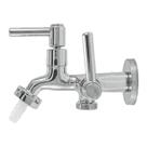 Torneira Tanque Jardim Metal Cromado 2 Saídas e Bico para Mangueira Uso Geral Multiuso Quintal Casa