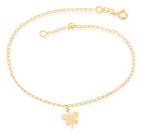 Tornozeleira banhado ouro 3x 24k 18k e 22k feminina pulseira de pé com berloque de borboleta rommanel 550611