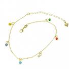 Tornozeleira Com Miçangas Coloridas PRI Style Folheada A Ouro 18K Antialérgica