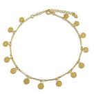 Tornozeleira Medalhas Lisas Banhada Ouro 18k