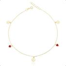 Tornozeleira Ouro 18k Berloques Sorte Com Zircônias