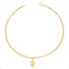 Tornozeleira Ouro 18k Elo Português com Coração