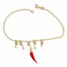 Tornozeleira Pimenta Com Strass Folheada A Ouro 18k