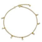 Tornozeleira Pontos de Luz em Zirconia Banhada Ouro 18k