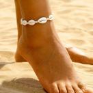 Tornozeleiras de concha feminina corda trançada praia resort estilo boêmio acessórios ornamentos