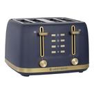 Torradeira West Bend Timeless para 4 Fatias com 7 Níveis de Tostagem, Funções Bagel/Waffle/Descongelar, Alavanca de Elevação Alta, Anti-Travamento, Bandeja de Migalhas Fácil de Limpar, 4 Fatias, Azul/Dourado