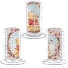 Torre 4 Xícaras Café 150ml Ursinho Pooh com Suporte de Metal