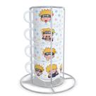 Torre Com 4 xícaras de Porcelana Louça Com Suporte Personalizado Naruto