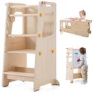 Torre de cozinha infantil Aokkto 4 em 1 com mesa conversível branca