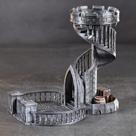 Torre de dados AUSPDICE Castle Retro DND com 36 degraus em prata antiga